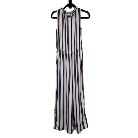 Loft Striped Rayon High Neck Jumpsuit | Size XS - Picture 1 of 16